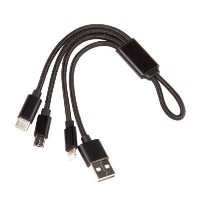 Napájací USB kábel 3 v 1, konektor Lightning, USB micro a Type - C, farba čierna (ACC094)
