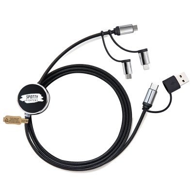 Dátový a napájací USB kábel 6 v 1, s LED s podsvietením, čierna farba (ACC110)