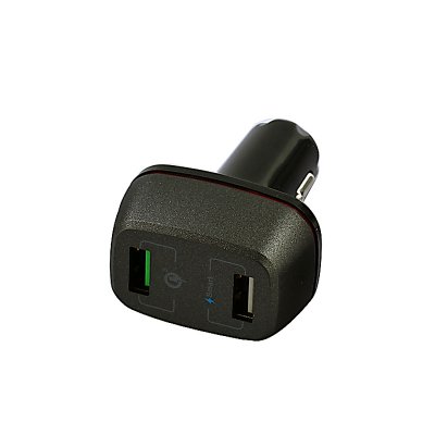 Rýchlonabíjací (QC 3.0) autoadaptér s 2 USB portami a LED prúžkom, čierna farba (CLA0283)