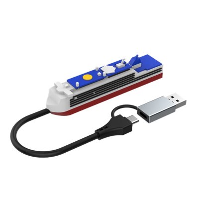 DÁTOVÝ A NAPÁJACÍ HUB, USB 3.0 + 2 × USB 2.0 + USB-C, VLASTNý 3D TVAR
