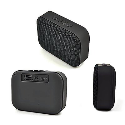 Bluetooth reproduktor s textilnou sieťkou, čierna farba (SPE074)