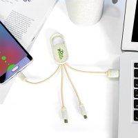 NAPÁJACÍ USB KÁBEL 3 V 1, Z PRÍRODNÝCH
MATERIÁLOV, S KARABÍNOU