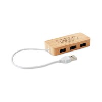 DREVENÝ USB HUB S 3 PORTMI