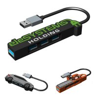 ROZDVOJKA S USB ZÁSUVKAMI VO 2D TVARE PODĽA ZÁKAZNÍKA, 4 VÝSTUPY (USB A 3.0, 3 X USB A 2.0 A KONEKTOR USB A).