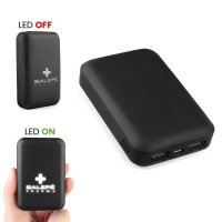 Duálna power banka s LED logom, 10000mAh, čierna farba (PBA10032)