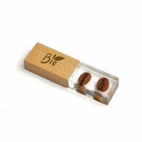 CRYSTAL USB DISK S VLASTNÝM PREDMETOM VNÚTRI ALEBO CMYK POTLAČOU, DREVO