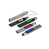SLIM KOVOVÝ USB 2.0/3.0 FLASH DISK KĽÚČ SO STYLUSOM A LED LOGOM