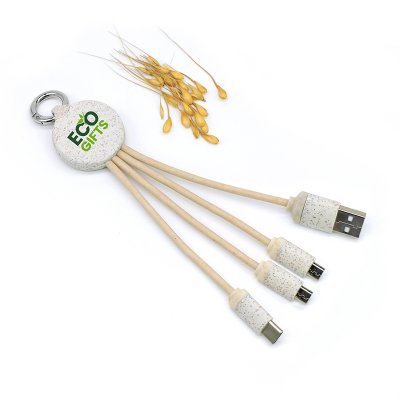 NAPÁJACÍ USB KÁBEL 3 V 1, Z PRÍRODNÝCH MATERIÁLOV