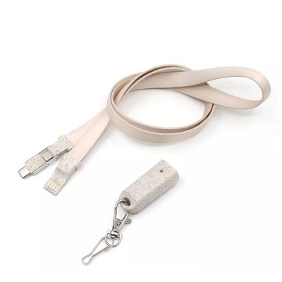 NAPÁJACÍ USB KÁBEL 4 V 1 V LANYARDE, Z PRÍRODNÝCH MATERIÁLOV