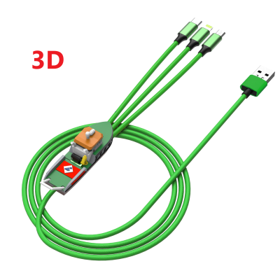 DLHÝ NABÍJACÍ (2A) USB KÁBEL 3 V 1, VLASTNÝ 3D TVAR