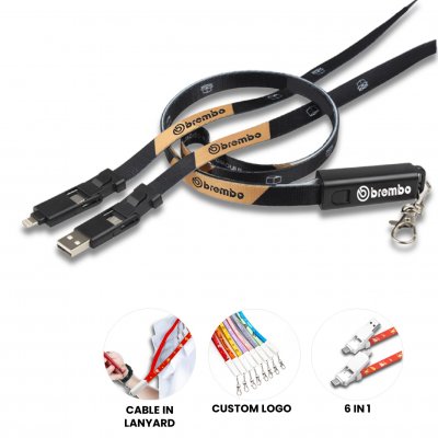 6 v 1 dátový a nabíjací USB kábel v šnúrke na krk