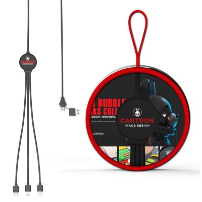 Nabíjací USB kábel 6 v 1 s CMYK + LED logom a možnosťou vlastnej farby pantone, v luxusnej krabičke