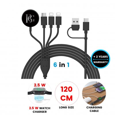 Nabíjací USB kábel 6 v 1 + nabíjačka pre Apple Watch