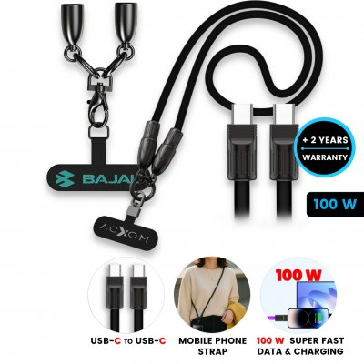 100 W dátový a nabíjací kábel v lanyarde, USB-C => USB-C