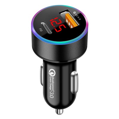 RÝCHLONABÍJACÍ USB A + TYPE-C ADAPTÉR S LED DISPLEJOM