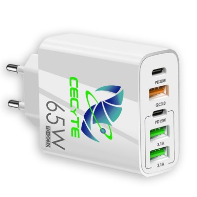 65W USB adaptér do EU zásuvky, 2 x USB-C (TYPE-C) + USB-A, farba biela (CLA1041)