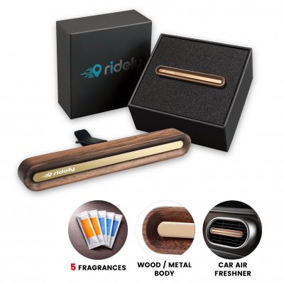 Elegantný drevený osviežovač vzduchu do auta, sada 5 vôní