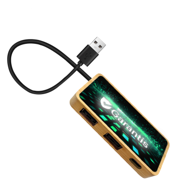 Dátový a napájací USB hub s LED logom + CMYK