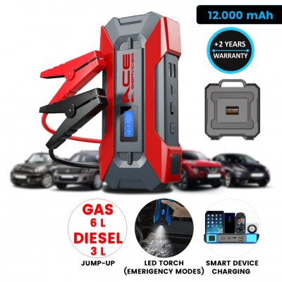 Car jump starter powerbanka, 12000 mAh