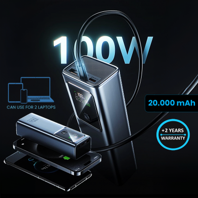 20000 mAh a 100 W vysokokapacitná powerbanka TITAN pre notebooky, s LED displejom
