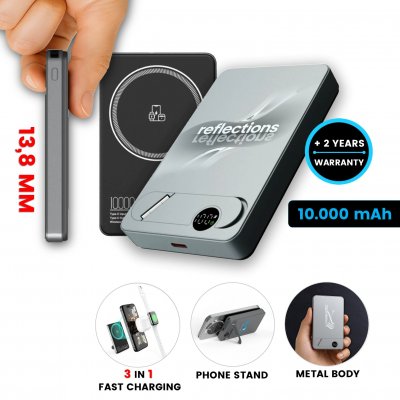 10000mAh magnetická kovová powerbanka FLATIQ s 15 W bezdrôtovým nabíjaním a PD 20 W