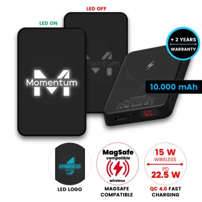 10000 mAh – powerbanka s 15 W bezdrôtovým nabíjaním, QC 22,5 W a LED logom