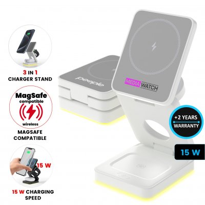 15 W multifunkčná skladacia bezdrôtová rýchlonabíjačka + stojanček 3 v 1