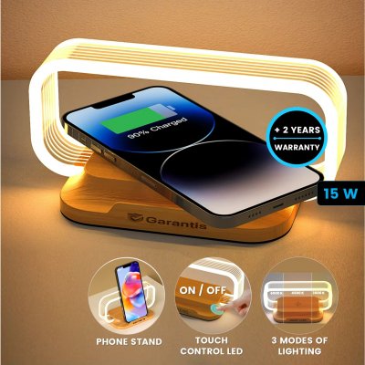 Stojan NIGHTCHARGE s 15 W bezdrôtovým nabíjaním a nočným osvetlením, rABS