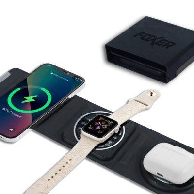 15 W skladacia magnetická bezdrôtová rýchlonabíjačka TRIVIO 3 v 1