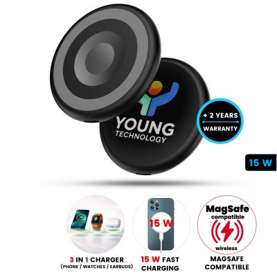 15 W magnetická bezdrôtová rýchlonabíjačka MAGNEX (3-in-1)