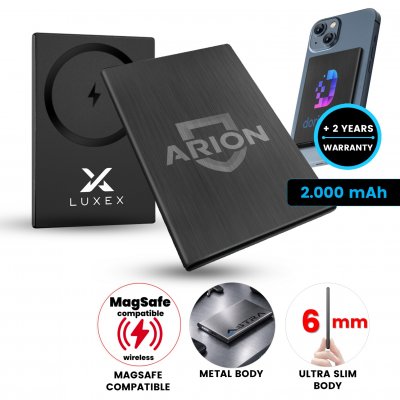 2000 mAh – ultratenká magnetická powerbanka Nano2k, s bezdrôtovým nabíjaním