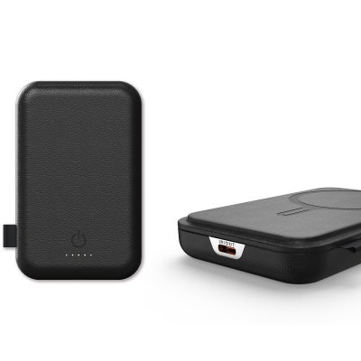 5000 mAh kožená magnetická powerbanka LEATHA s 15 W bezdrôtovým nabíjaním a PD 20 W