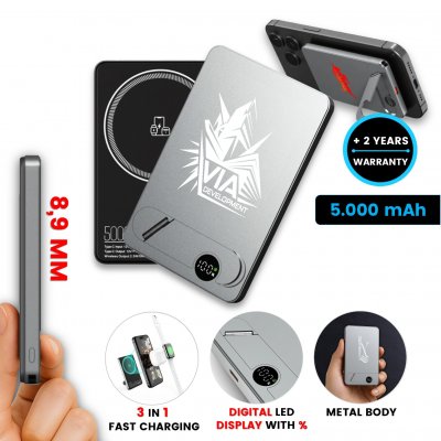 5000mAh ultratenká magnetická kovová powerbanka FLATIQ s 15 W bezdrôtovým nabíjaním a PD 20 W