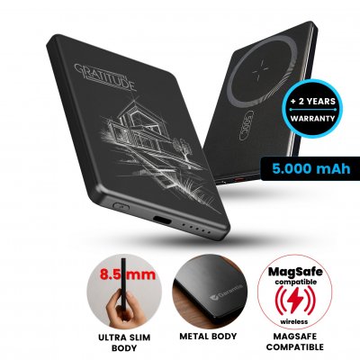 5000 mAh – magnetická powerbanka MAGPLATE, s 15 W bezdrôtovým nabíjaním a PD 20 W