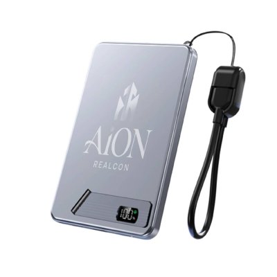 5000 mAh - magnetická kovová powerbanka ORBIX 3-in-1, s 15 W bezdrôtovým nabíjaním a PD 20 W