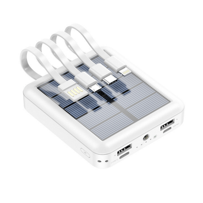 SOLÁRNA POWERBANKA S ALL-IN-1 VSTAVANÝMI KÁBLAMI A LED SVIETIDLOM, 5000 / 10000 mAh
