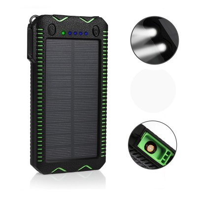 Vodoodolná solárna powerbanka so svietidlom a zapaľovačom, 12000 mAh