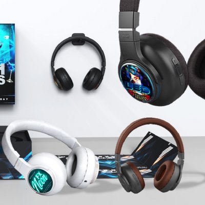 NÁHLAVNÉ BLUETOOTH SLÚCHADLÁ S ANC (AKTÍVNA REDUKCIA HLUKU), CMYK A LED LOGOM