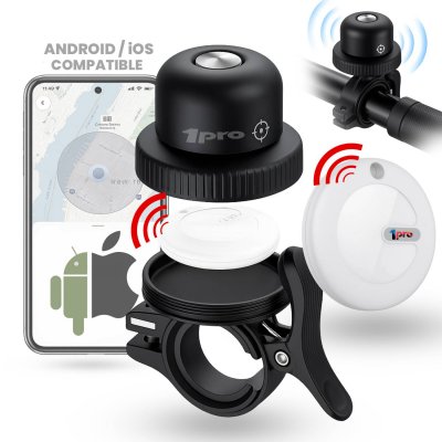 Cyklistický zvonček s integrovaným lokalizačným tagom TagMate, kompatibilný s iOS aj Androidom