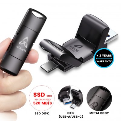 Vysokorýchlostný prenosný SSD disk SwiftPro, s konektormi USB-C a USB-A, USB 3.2