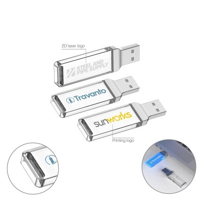AKRYLOVÝ USB 2.0/3.0 FLASH DISK S LED PODSVIETENÝM LOGOM A PÚTKOM