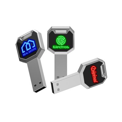 KOVOVÝ USB FLASH DISK KĽÚČ S LED LOGOM