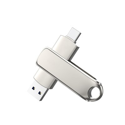 KOVOVÝ OTOČNÝ USB 3.1 FLASH DISK S KONEKTORMI TYPE-C A USB A