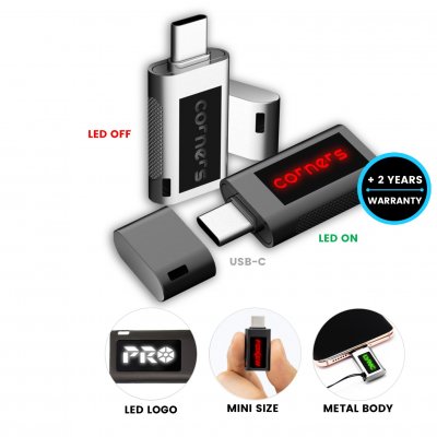 Kovový mini USB 2.0/3.0 kľúč s LED logom