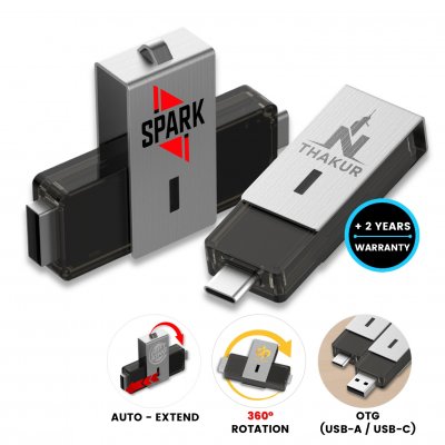 Otočný USB flash disk s USB-C a USB-A