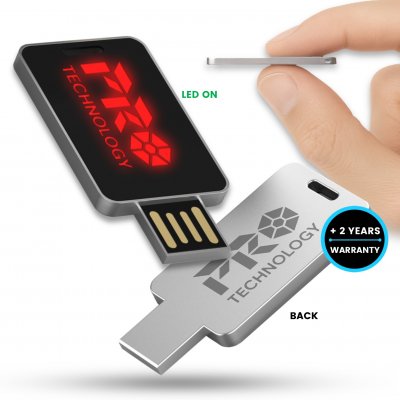 Ultratenká kovová USB 2.0/3.0 karta s LED logom
