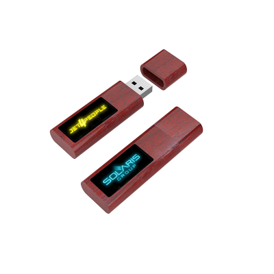 DREVENÝ USB 2.0/3.0 FLASH DISK KĽÚČ S LED LOGOM