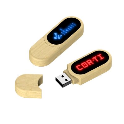 DREVENÝ USB 2.0/3.0 DISK S LED LOGOM