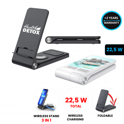 Multifunkčný skladací stojanček, 15 W bezdrôtové rýchlonabíjanie